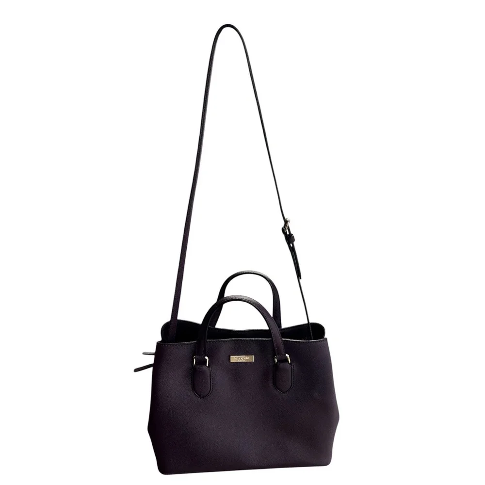 Kate Spade Evangelie Laurel Way Satchel Crossbody Mahogany‎ Burgundy Purple EUC